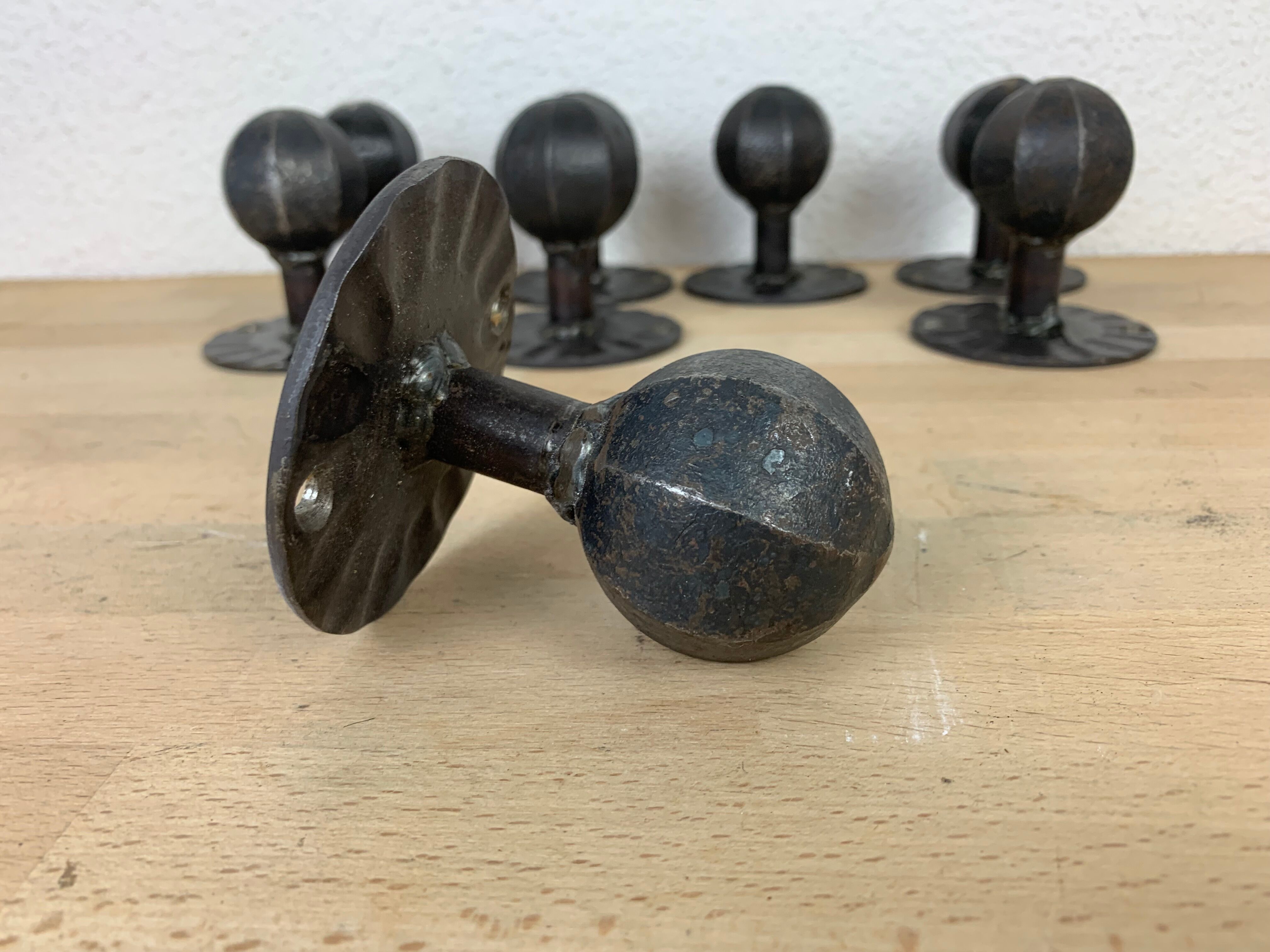 8 brutalist wrought iron hooks