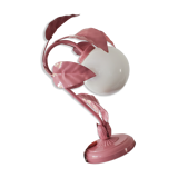 Opaline bedside lamp and pink leaves