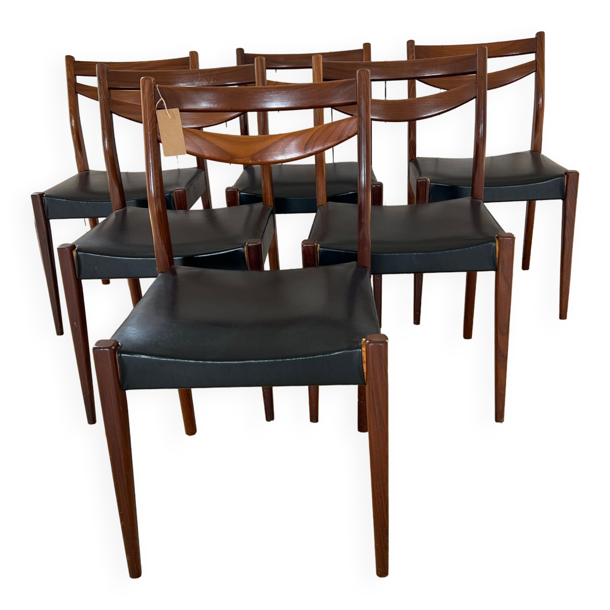 Scandinavian style teak and black skaï style chairs