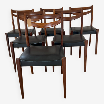 Scandinavian style teak and black skaï style chairs