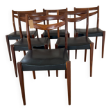 Scandinavian style teak and black skaï style chairs