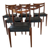 Scandinavian style teak and black skaï style chairs