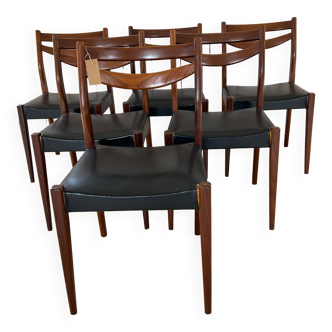 Scandinavian style teak and black skaï style chairs