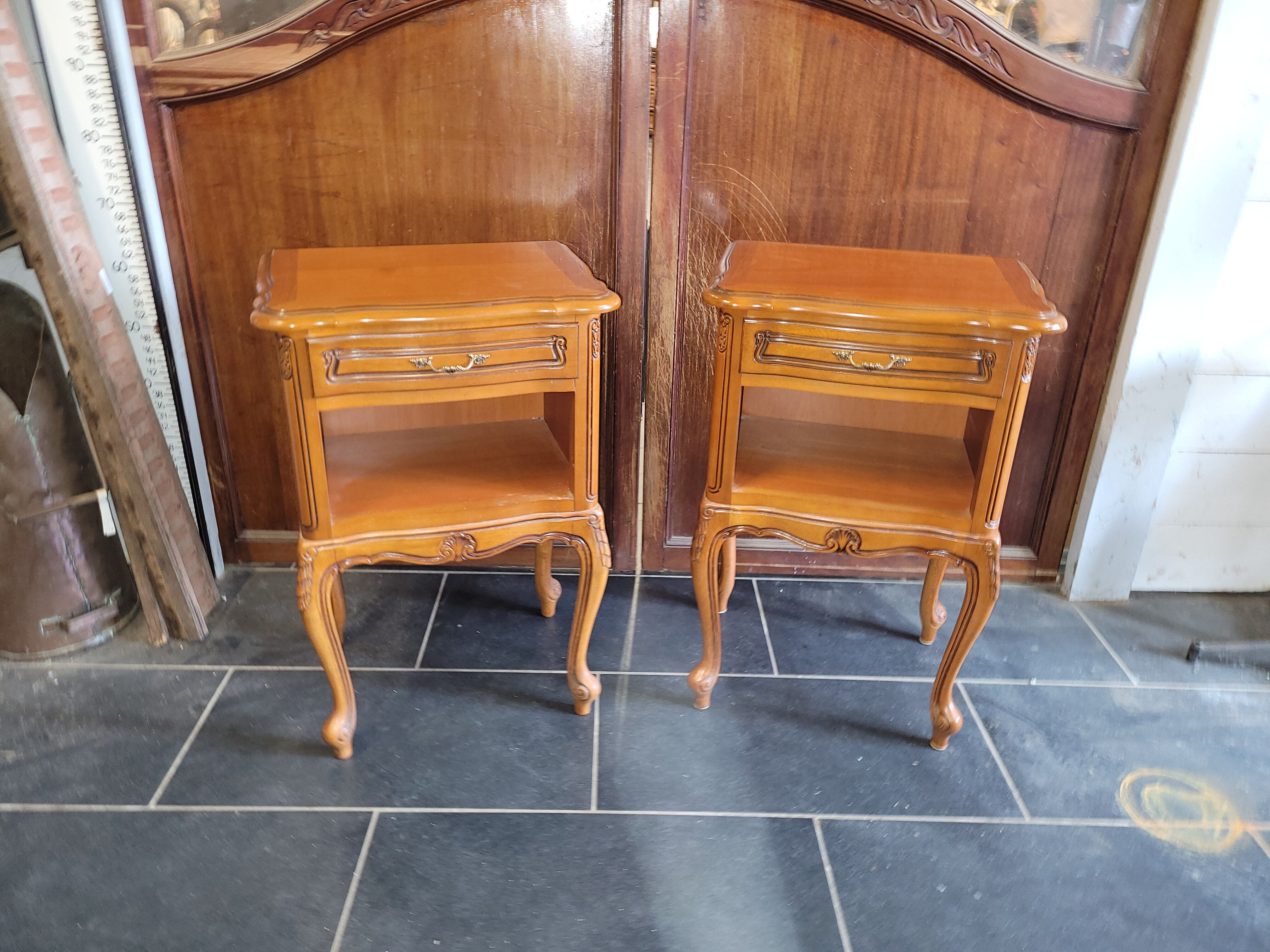 Pair of Louis XV style cherry bedside table