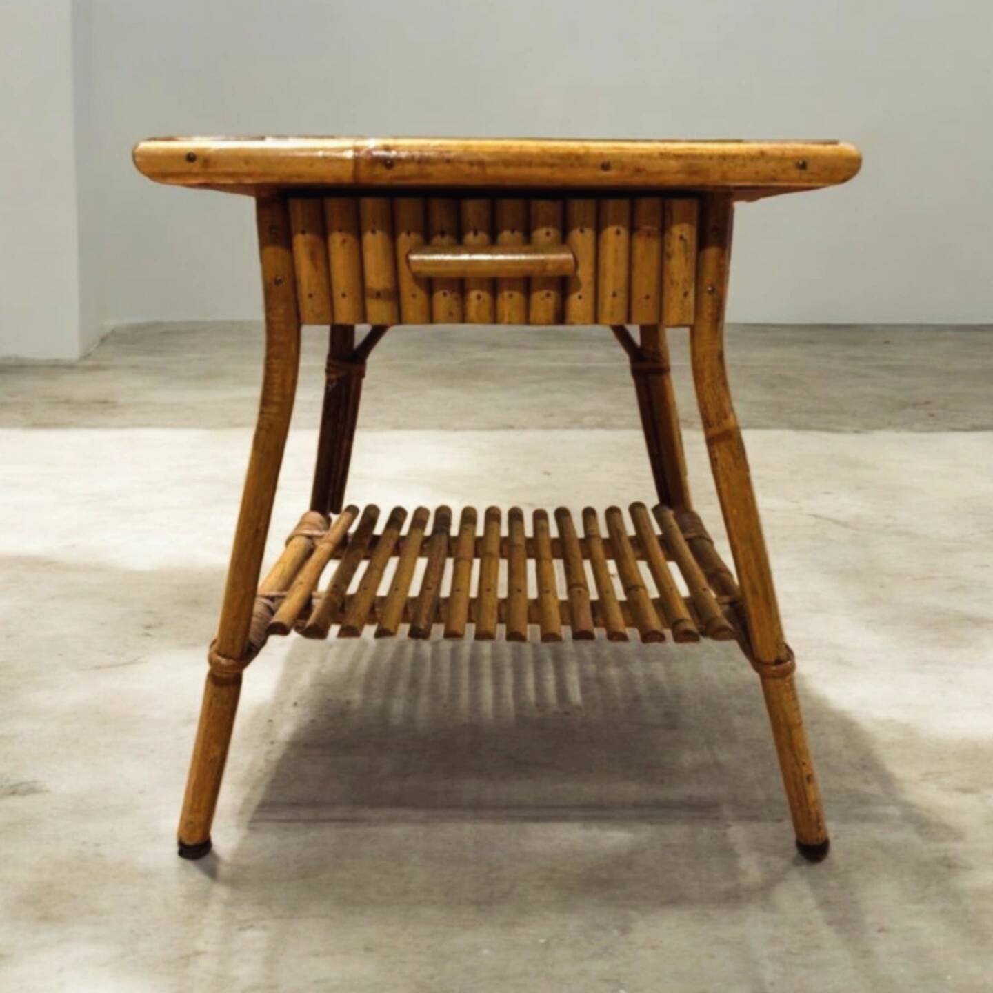 Bamboo and rattan bedside table