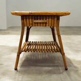 Bamboo and rattan bedside table