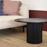 oval black fluted coffee table