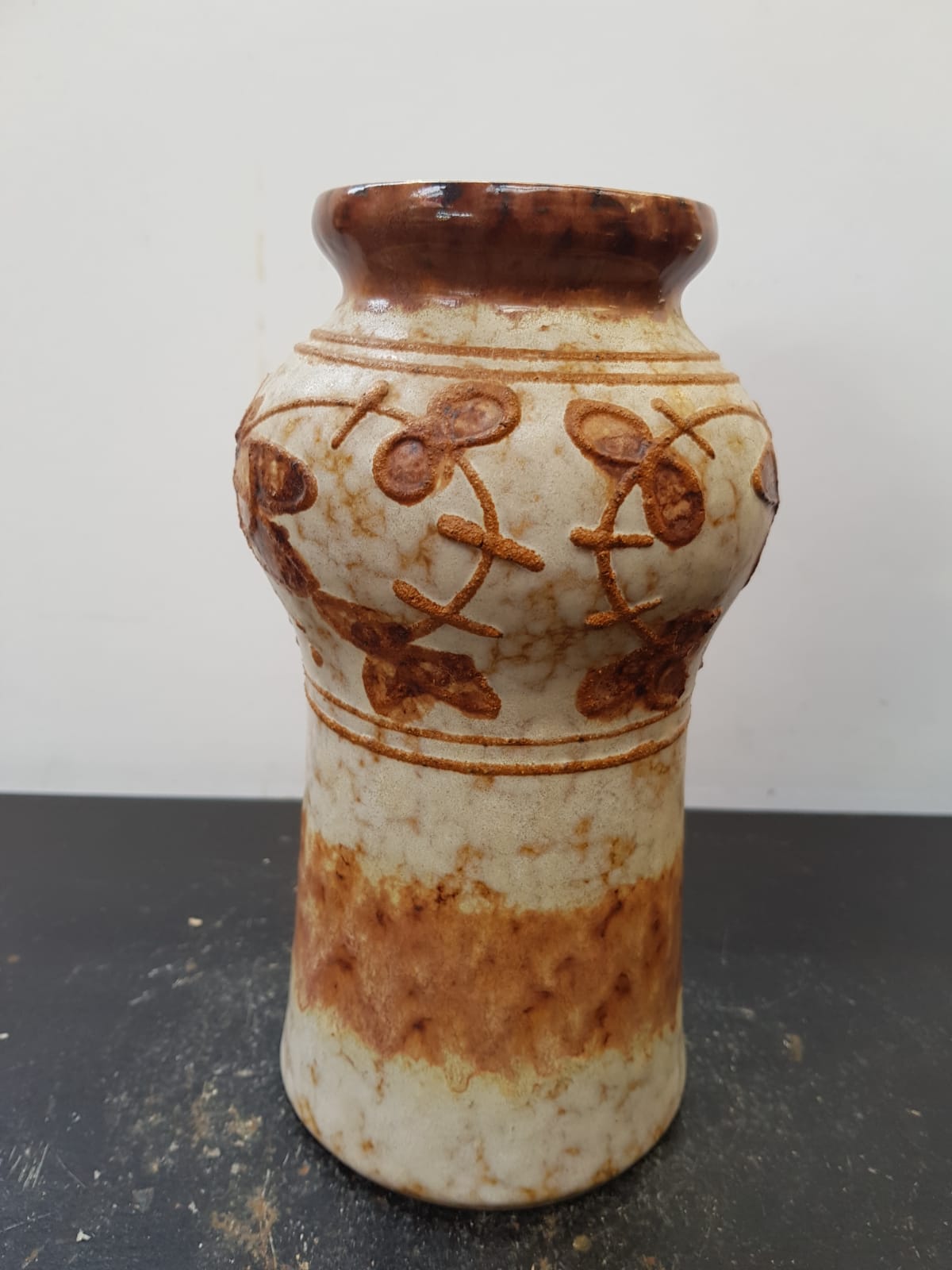 Old Ceramic Vase Beige Decor Brown Vintage