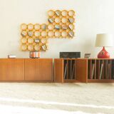 Two-piece hi-fi sideboard from the 1960s, teak veneer