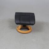 Vintage Armchair with Matching Stool — Imitation Leather — 1900s/2000s