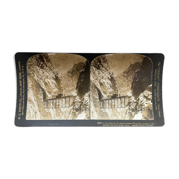 Old photography stereo, stereograph, luxury albumine 1903 Gorge d'Infurnilllo, Peru