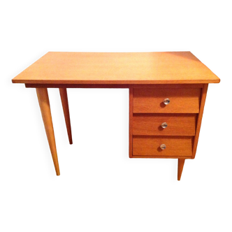 Bureau en  placage chene verni style scandinave / vintage années 60