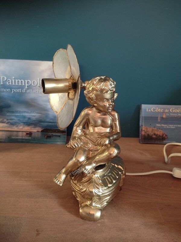 Bedside lamp Angel flower petals mother-of-pearl base alloy cast iron gilded