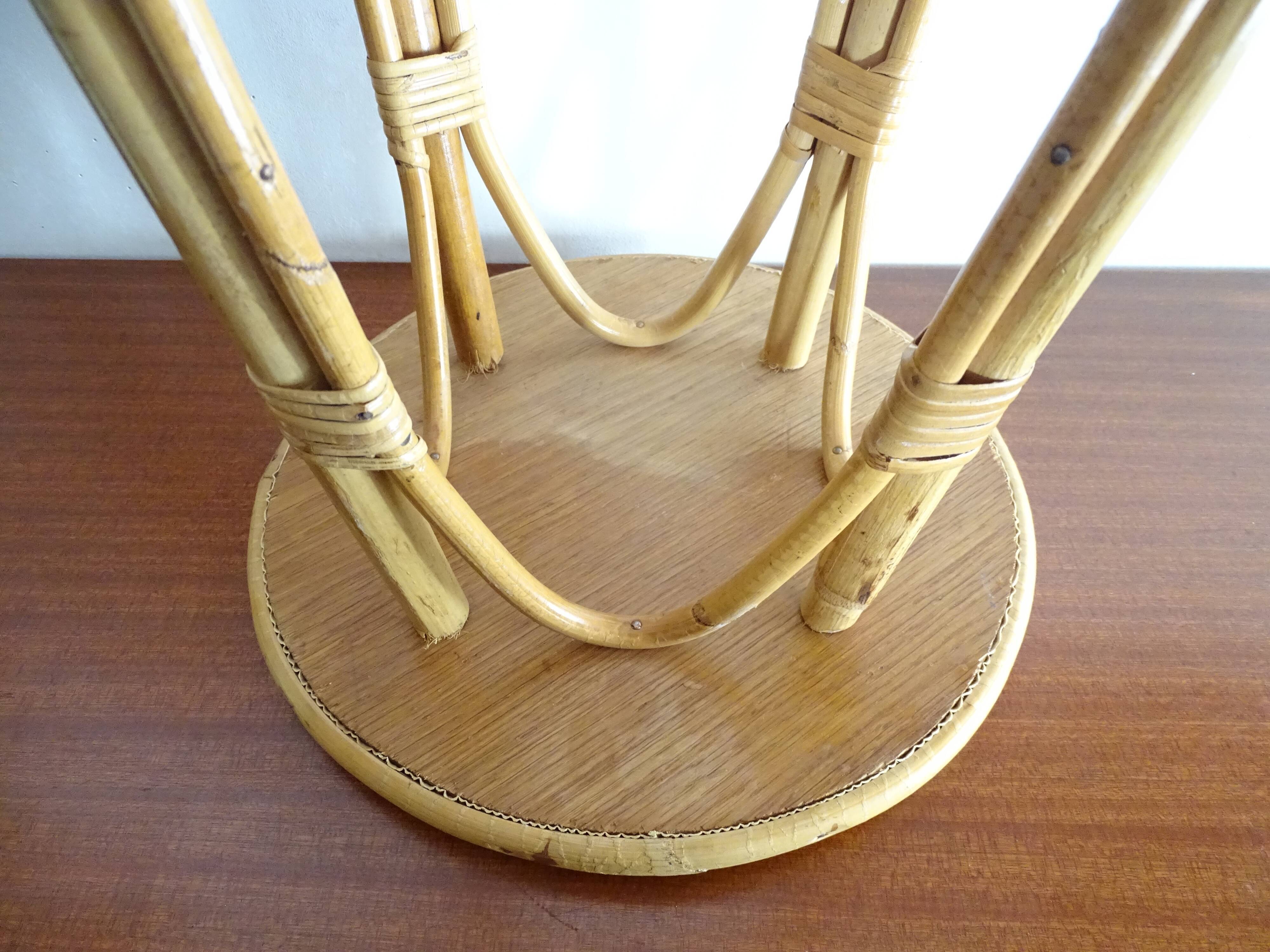 Vintage rattan stool 60's 70's