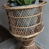 Porte-plante, cache-pot en rotin