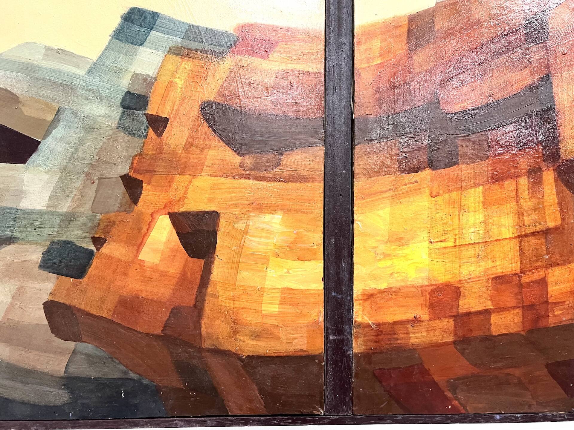 Modernist diptych, oil on canvas