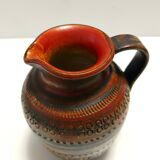Handmade Brown Lacquered Earthenware Pitcher by Aldo Londi for Bitossi