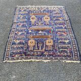 Persian wool rug blue abstract patterns 190x110cm