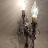 Lámpara de mesa de cristal. Francia, 1950s.