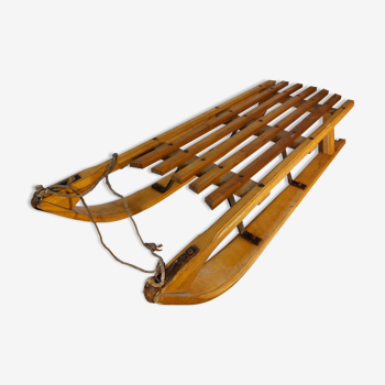 Vintage wooden sledge l'Alpine-Sport, 70s, France