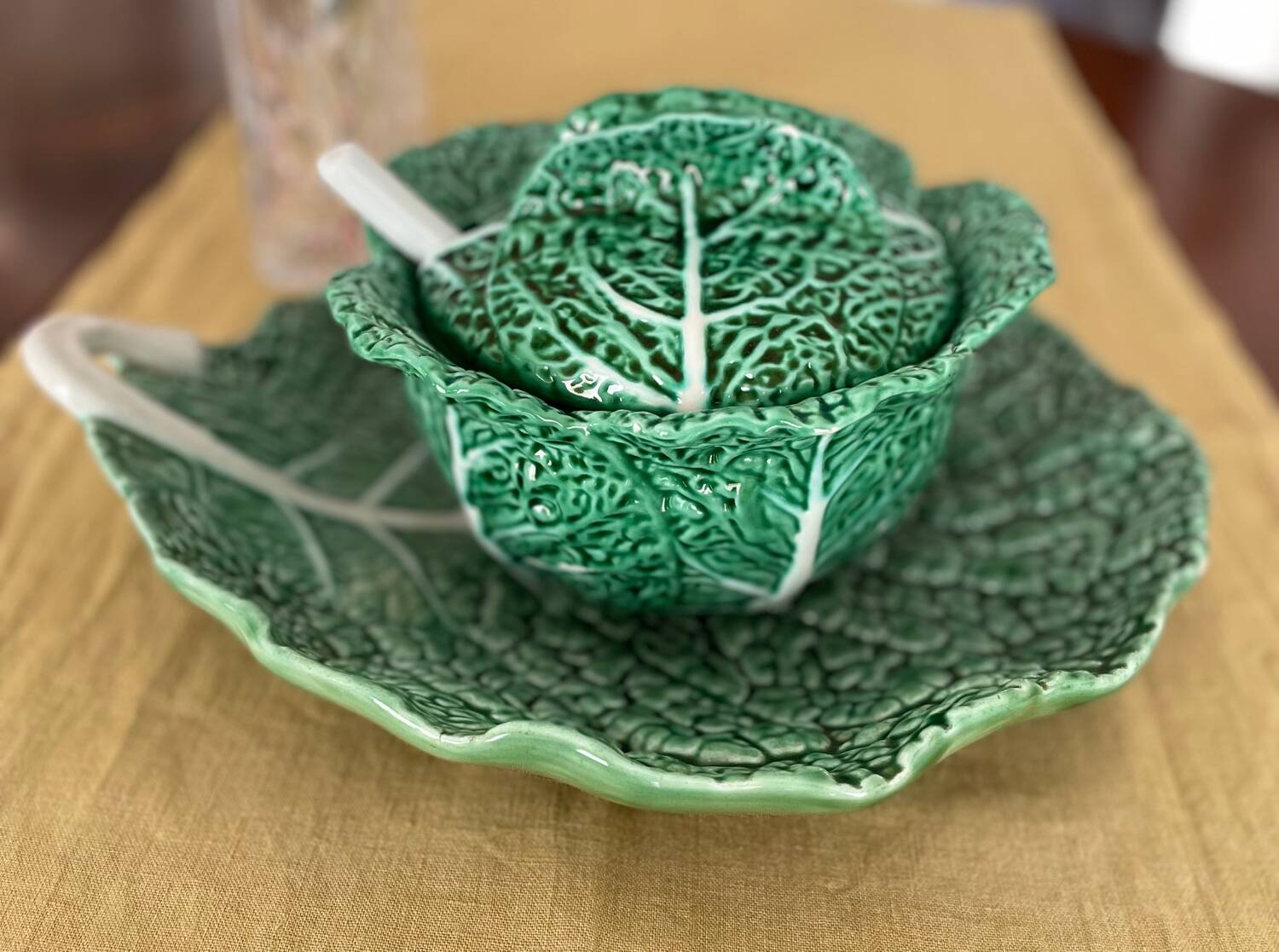 Tureen slush green cabbage with its spoon