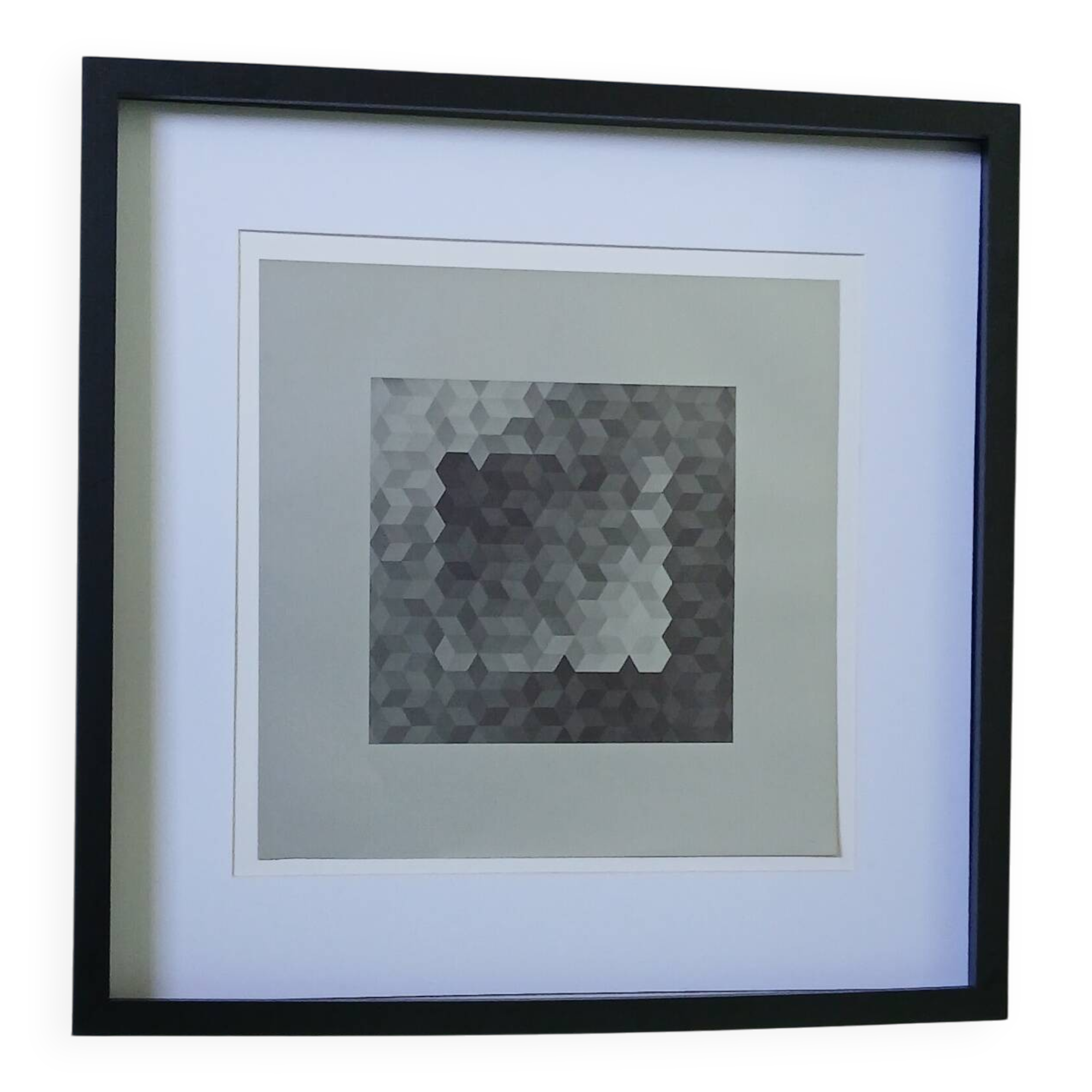 Tableau Vintage Art Optique - Victor Vasarely - Frame 40x40cm