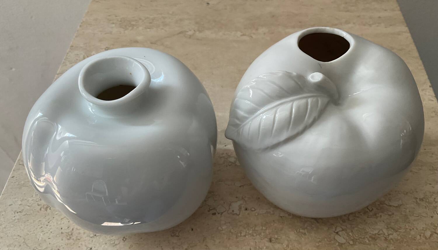 Duo of porcelain apple soliflores