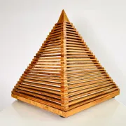 Teakwood Pyramid Table Lamp, Italy, 1970S