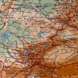 Old map of India, Nepal, Afghanistan and Himalayas from 1945