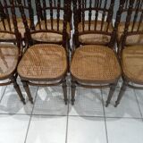 Rare suite of 8 chairs bistrot salon Fischel 1890