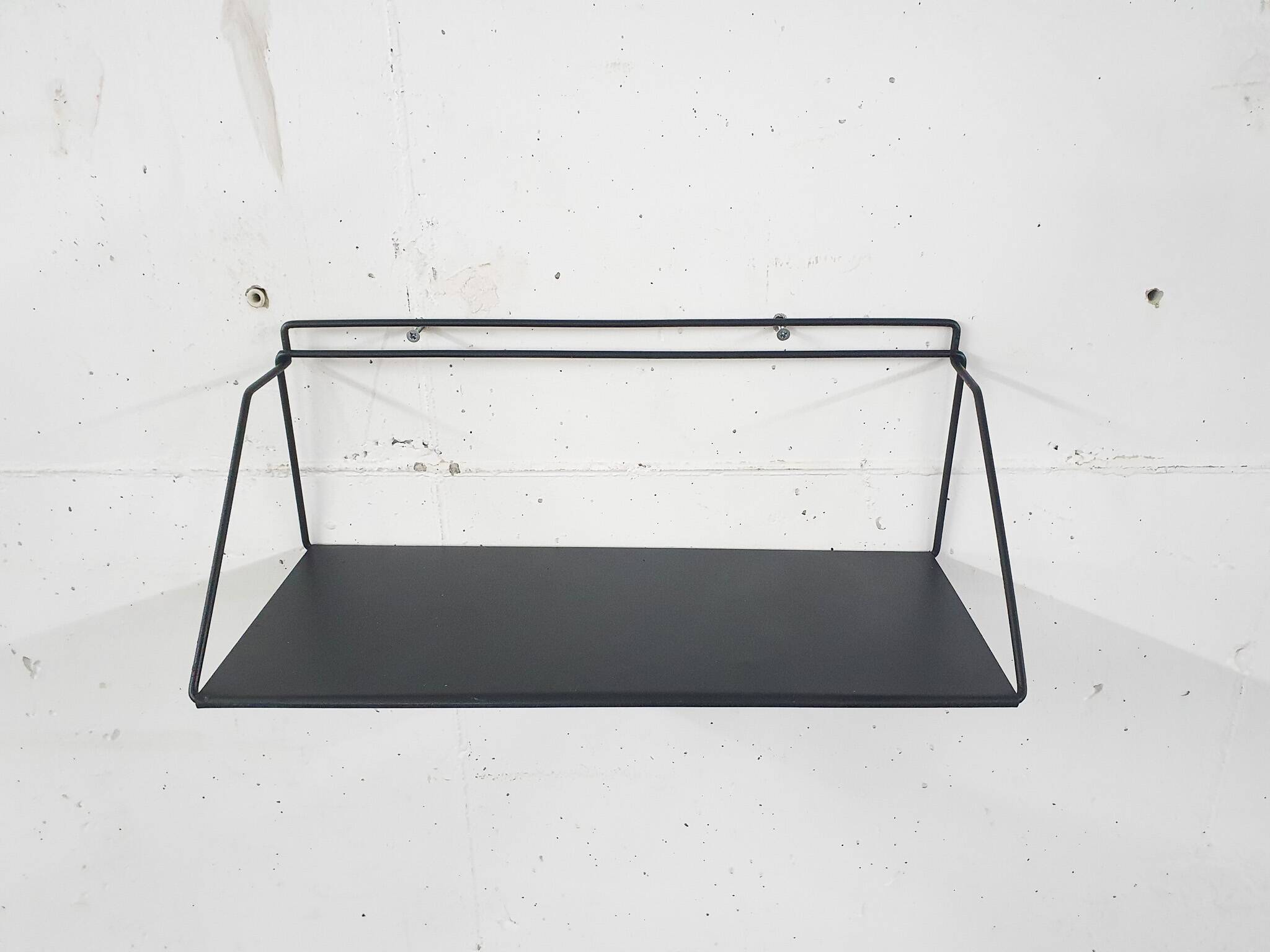 Vintage black metal bookshelf, The Netherlands 1960's