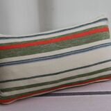 Striped linen cushion
