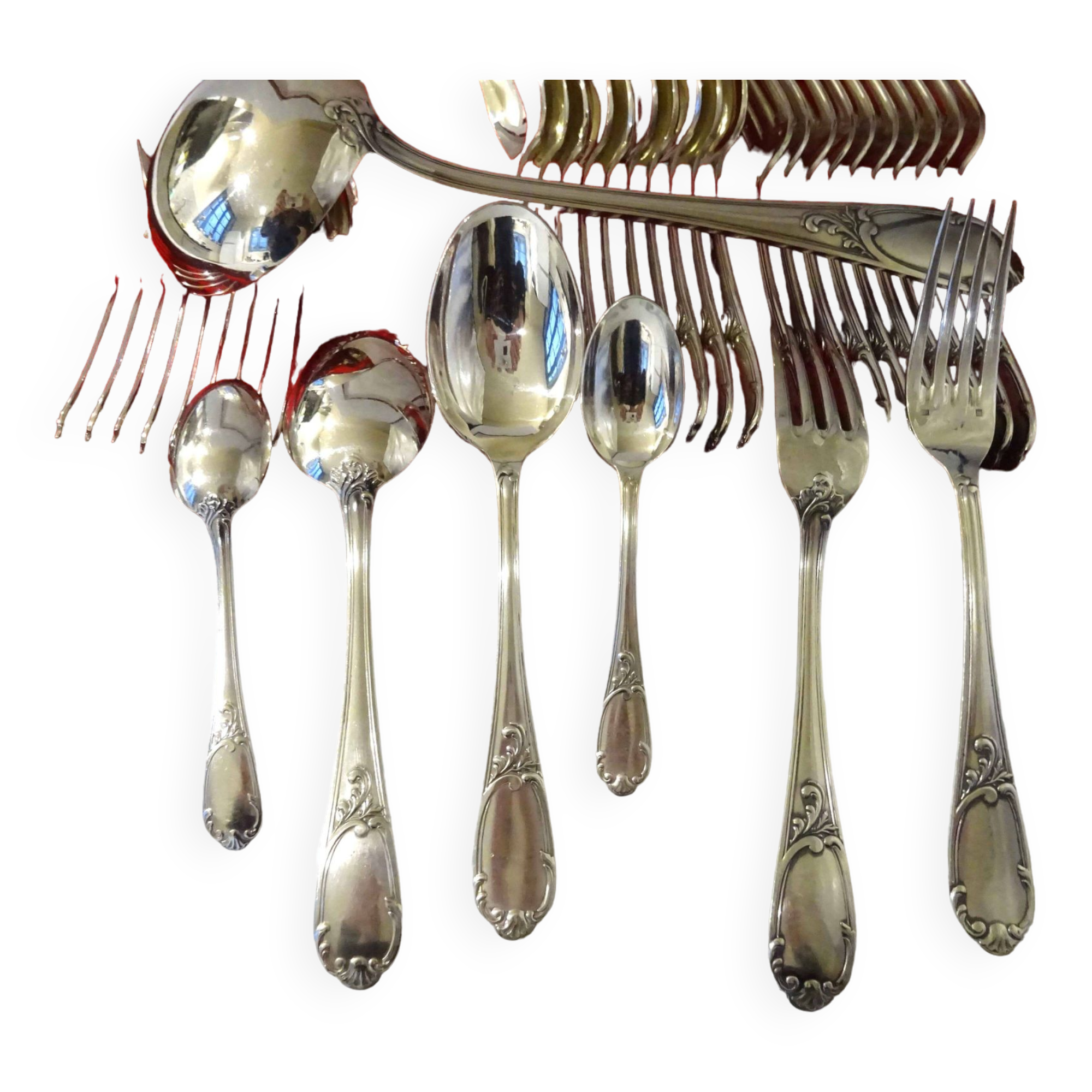 Silver metal cutlery set - 37 pieces - Frionnet François