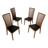 Set of 4 high back chairs in wood and imitation leather Italian design Calligaris