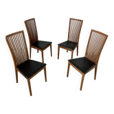 Set of 4 high back chairs in wood and imitation leather Italian design Calligaris