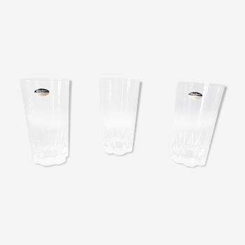 Lot 3 crystal water glasses of Arques Height 13.8 cm