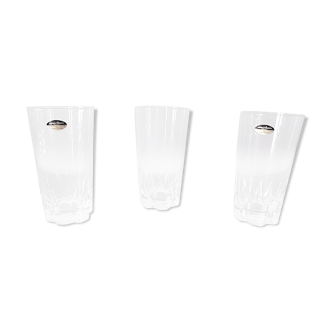Lot 3 crystal water glasses of Arques Height 13.8 cm