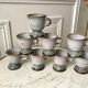 Set of 8 coffee cups, stoneware mazagrans handcrafted signed 70s