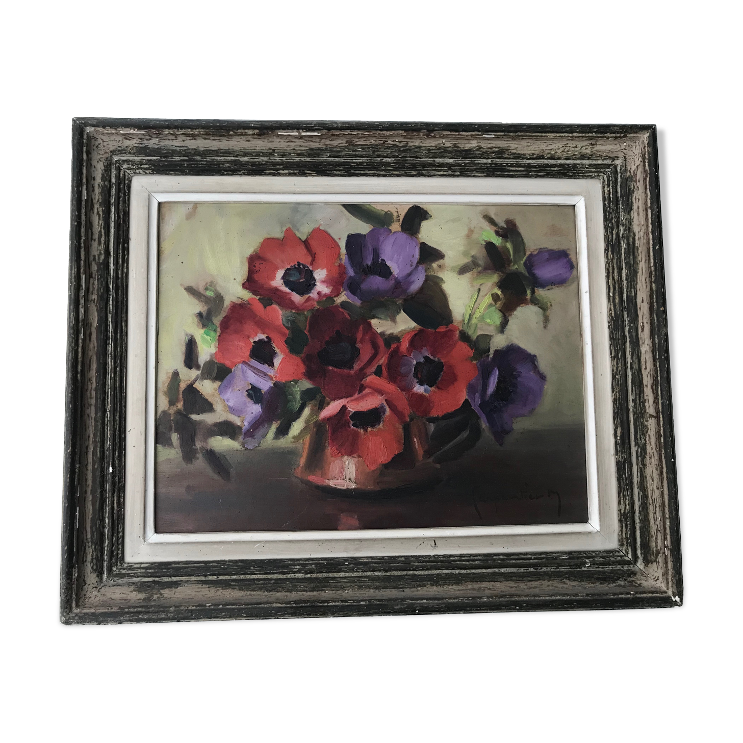 Table oil painting bouquet of anemones