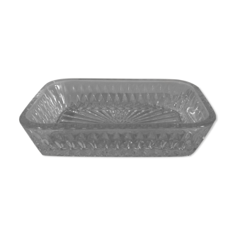 Ramekin rectangular chiseled glass type butter dish