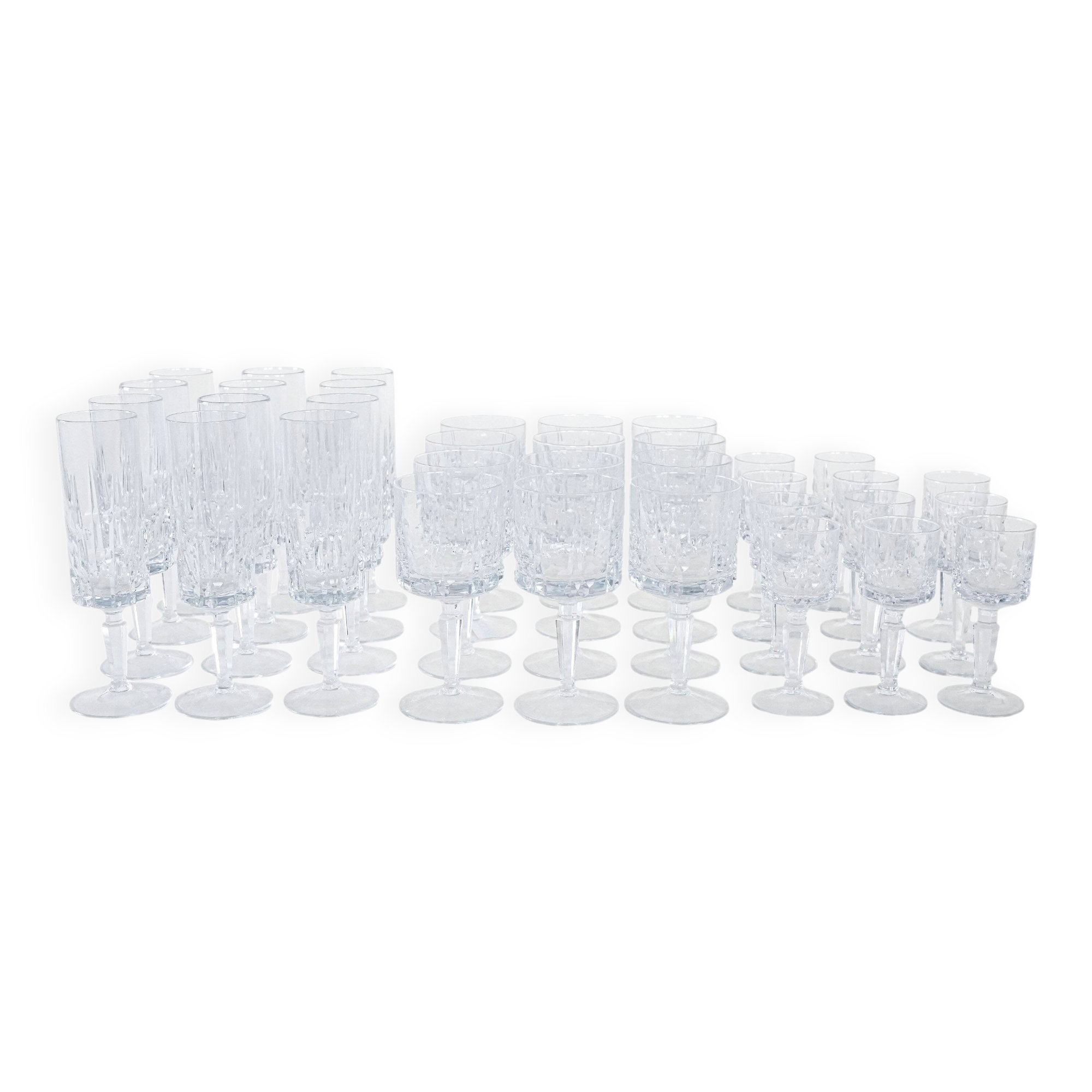 Set of crystal glasses, Italian design, 1970s, made in Italy