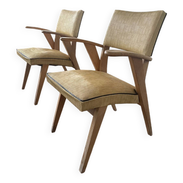 Paire de fauteuils Bridge années 1950