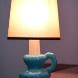 Blue ceramic lamp in the shape of a candle holder, 1960s
