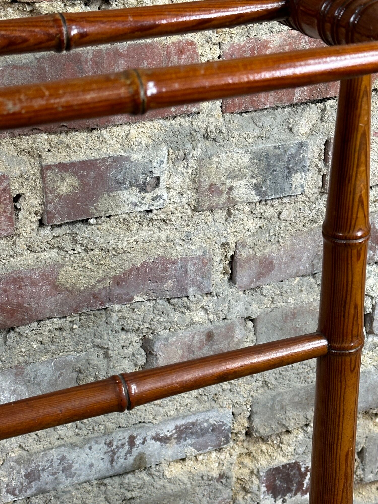 1900s bamboo style wooden towel rack