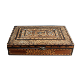 BOX XIXth in wood marquetry and mother-of-pearl