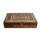 BOX XIXth in wood marquetry and mother-of-pearl