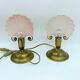 Pair of vintage brushed glass and brass shell lamps