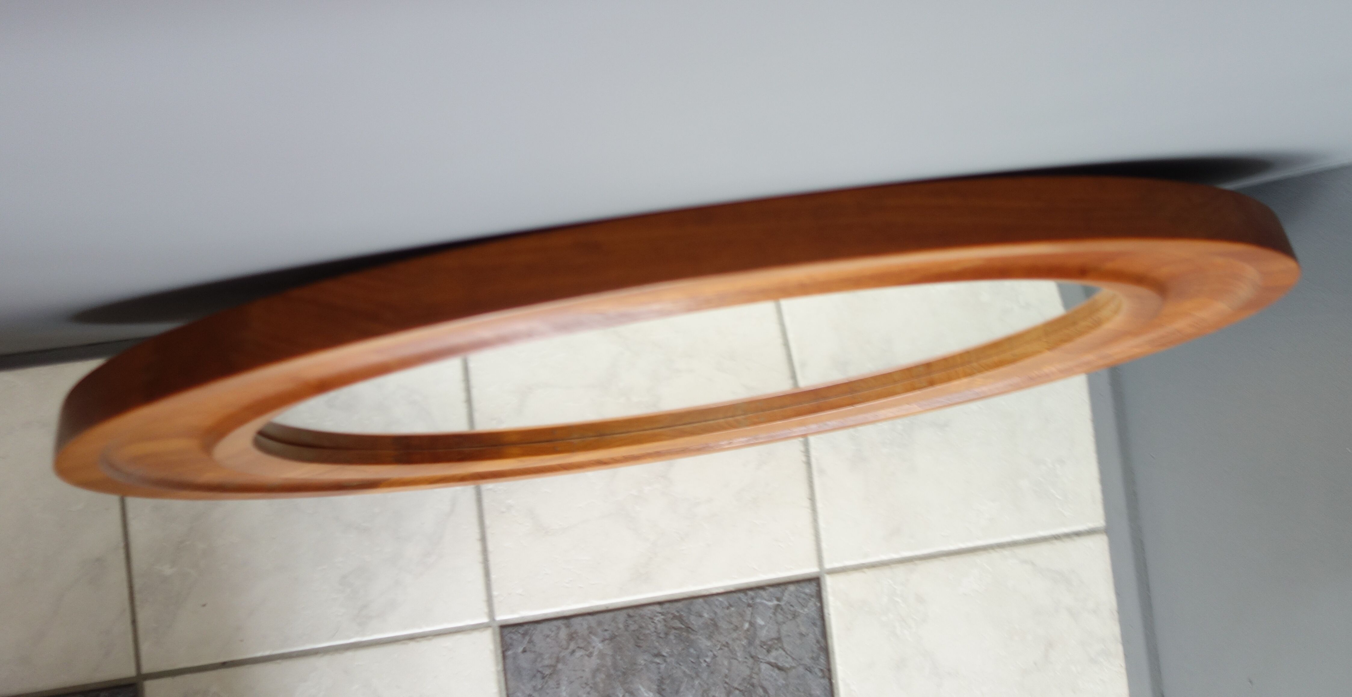 Miroir rond en teck par Hadsten Danemark 74cm