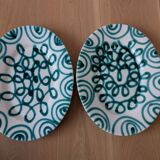 Vintage Gmundner Keramik Serving Oval Plate / Austria / Green Flamed / 2