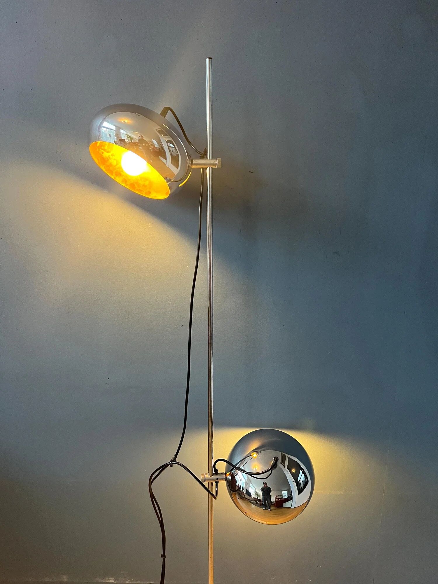 70s mid-century chrome Herda eyeball floor lamp